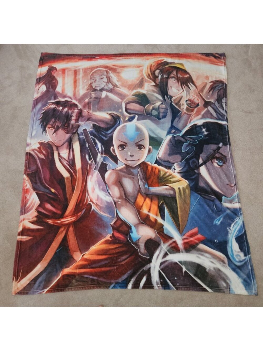 Avatar Last Airbender Fleece Blanket 50x60 Zuko Aang Uncle Iroh Toph Katara